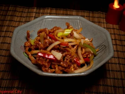 Crispy shredded Beef with a tangy chilli sauce
